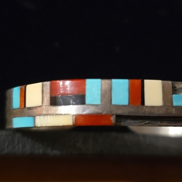 Navajo and Zuni Sterling Silver Inlay Bracelets Damaged Paul Begay/Tracy Zunie - Picture 2 of 15